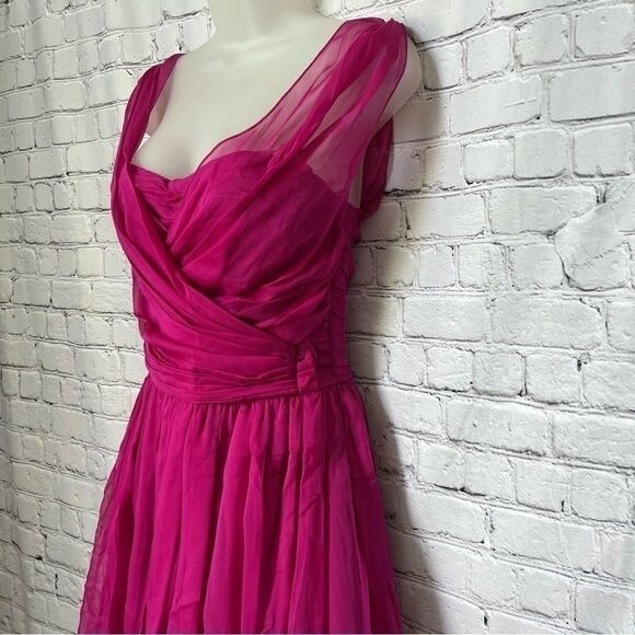 Dolce & Gabbana magenta silk chiffon bustier gathered fit & flare dress size 40 - Picture 3 of 16